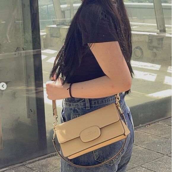 NWT COACH Eliza Flap Crossbody With Leather Covered Closure - Smooth Leather/Tan